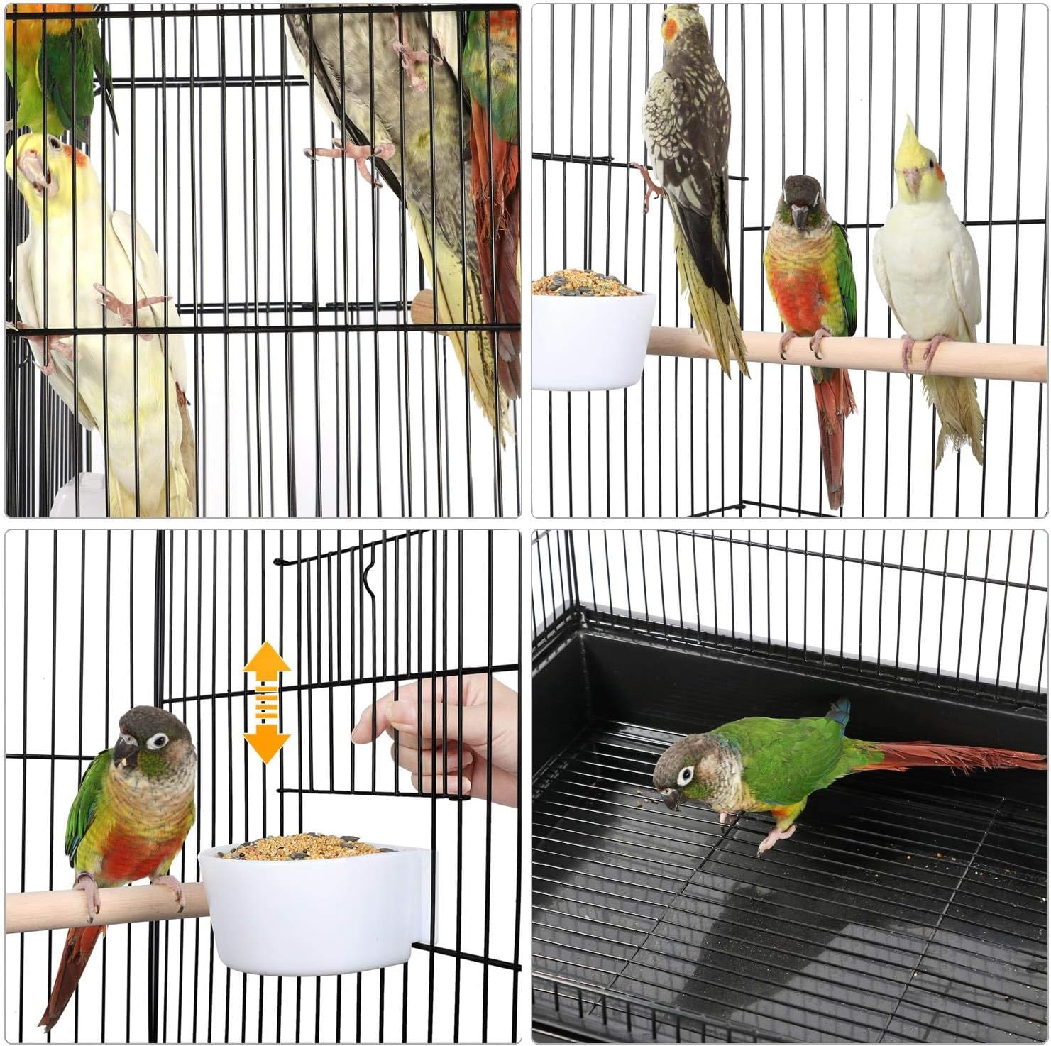 53.5" Open Top Parrot Bird Cage with Detachable Rolling Stand, Roof Play Flight Cage for Cockatiels, Sun Conures