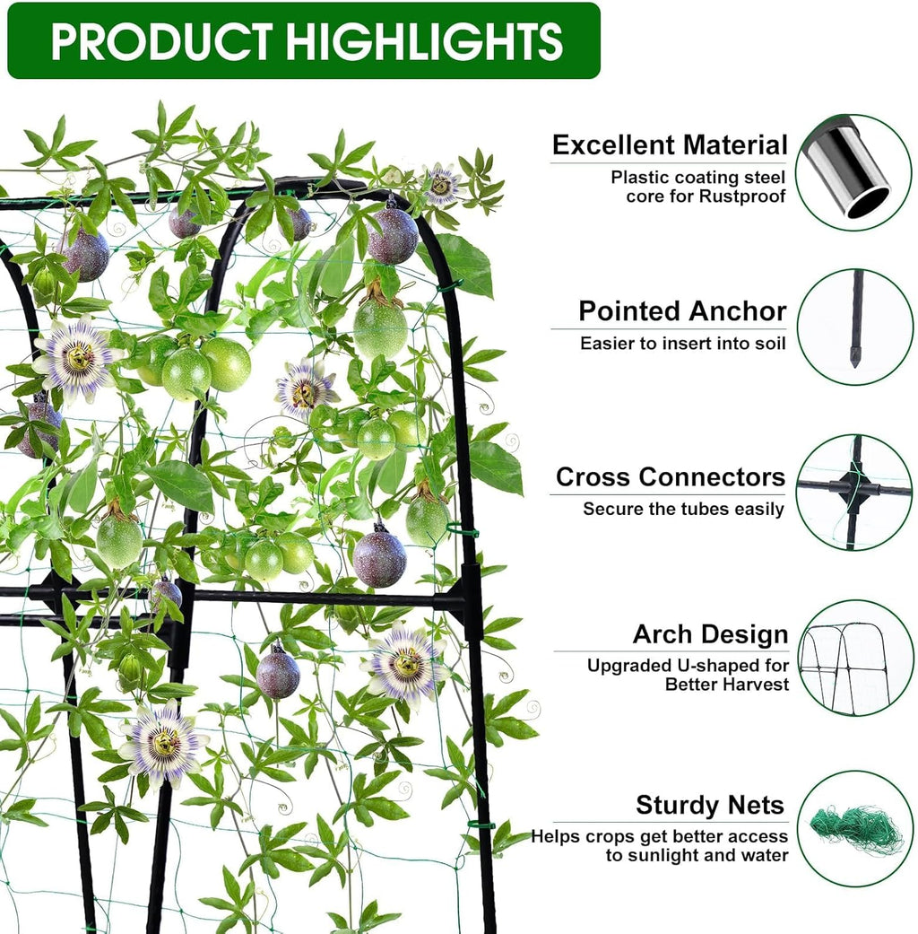 Cucumber Trellis, 50x48 inch Garden Arch Trellis for Climbing Plants Outdoor, Rustproof Metal Plant Support Vegetable
