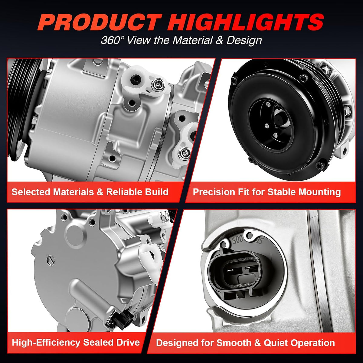 A/C Compressor with Clutch Fit for Toyota Camry 2.5L 2010-2011