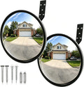 2Pcs 12" Acrylic Convex Mirror – 160° Wide-Angle Traffic Blind Spot Mirrors, Adjustable Corner Mirror in Garage