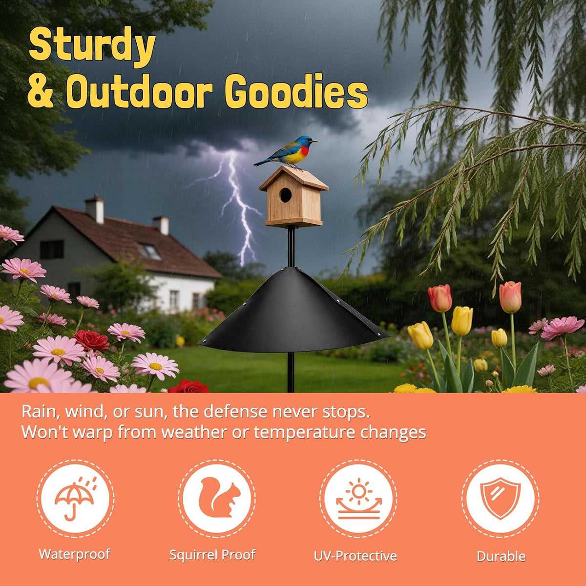 Squirrel Baffle for Bird Feeder Pole, Squirrel Guard Defender, 19In, 1 Pack