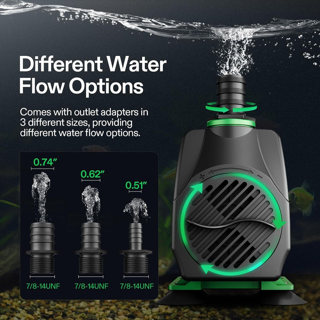 800GPH Submersible Fountain Water Pump for Pond, Aquarium, Statuary