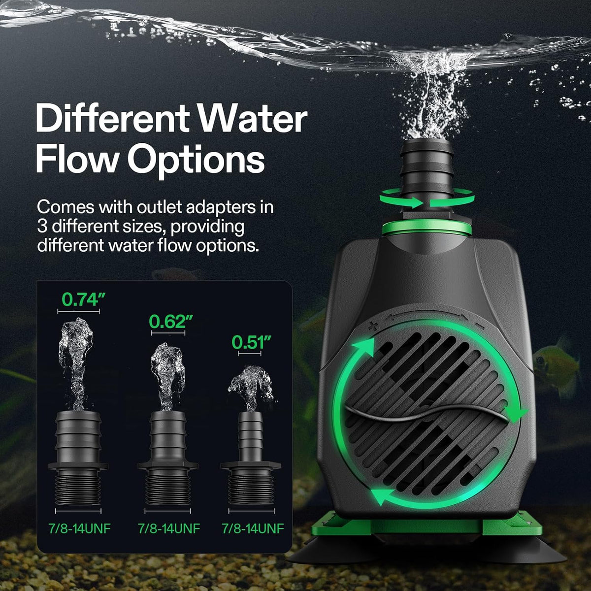 800GPH Submersible Fountain Water Pump for Pond, Aquarium, Statuary