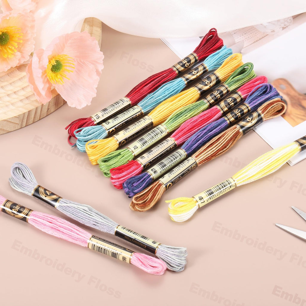 12 Skeins Embroidery Floss Polyester Embroidery Threads Light Blue