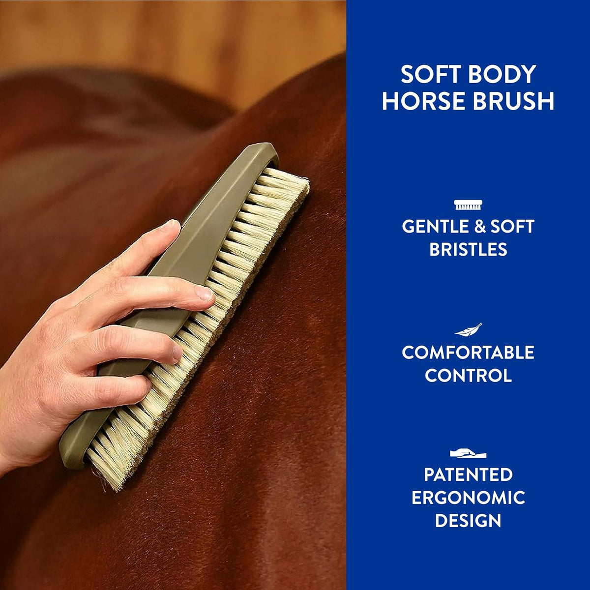 Professional Animal Equine Soft Body Horse Brush, Black