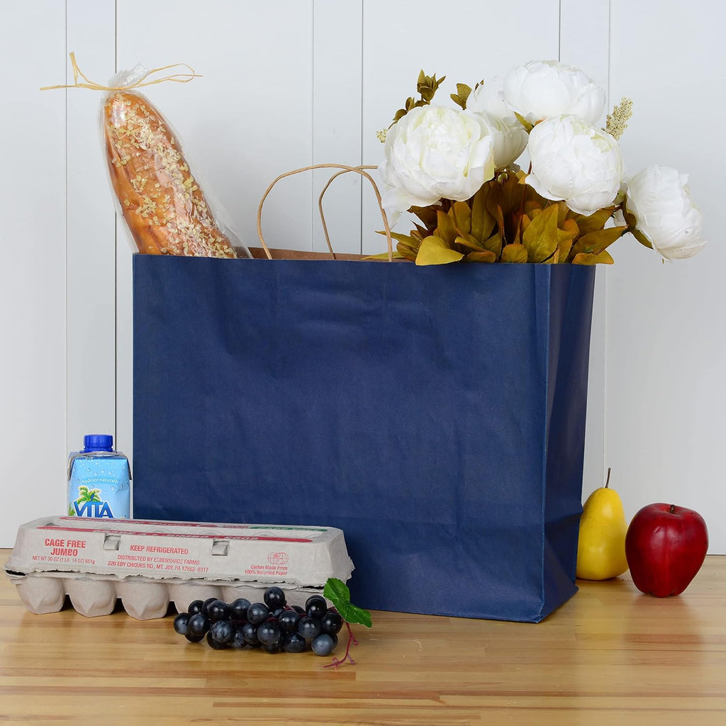 Large Navy Gift Bags, 16x6x12 Inches, 100 Pack