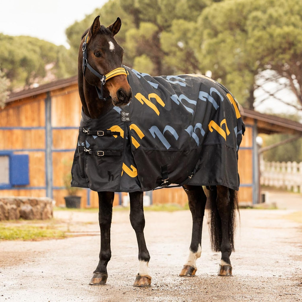 Nevada 1200D Lightweight Waterproof Horse Turnout Sheet with Fleece Lining (No Fill) - Dark Blue - 84 in