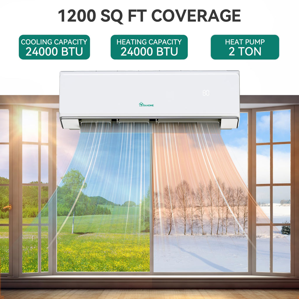 23 SEER2 24K BTU 3 Zone Mini Split AC/Heating System, 9000 9000 9000 BTU Tri Zone Mini Split Air Conditioner