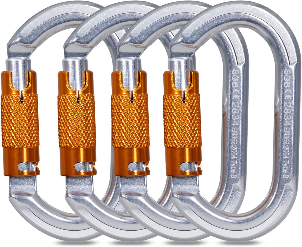 Auto Locking Rock Climbing Carabiner Clips, Heavy Duty Asymmetrical Carabiner Connector Used for Rappelling Rescue
