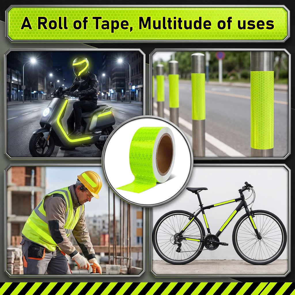 Reflective Tape Outdoor Waterproof, 2" x 33FT Fluorescent Green Heavy-Duty Adhesive Safety Warning Reflector for