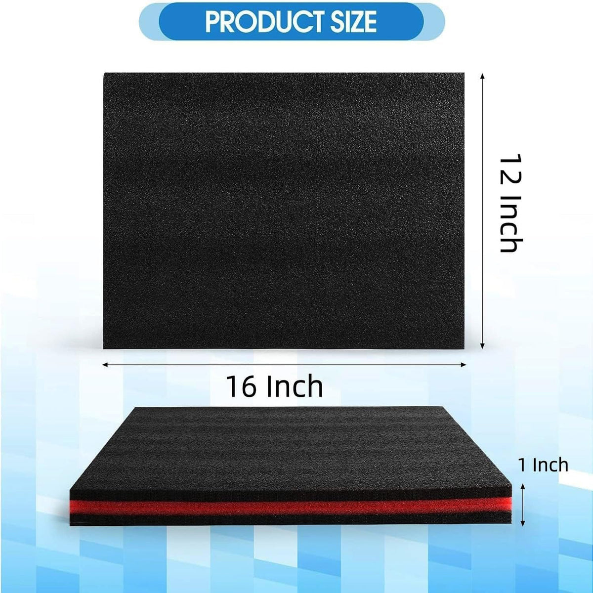 Tool Box Foam Inserts 2 Pack, 16 x 12 x 1 Inch, Foam Inserts for Cases, Easy to Cut Polyethylene Foam Sheets Foam