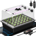 30-Cell Seed Starting Kit with Heat Mat and LED Grow Lights | 30-cell PP seedling tray, 5.3" dome with vents, dual