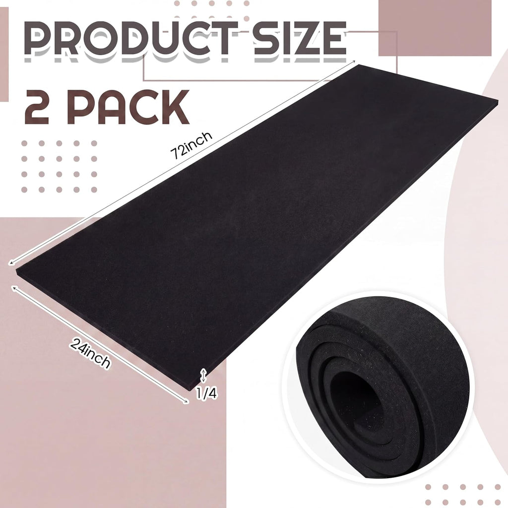 1 Pack Upholstery Foam Sheet, 1/4" X 24" X 72",Black