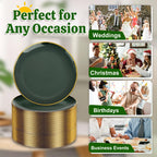 200Pcs Green Dessert Plates 6.3" with Plastic Forks 5"- Small Disposable Plates- Dessert/Cake/Appetizer Plastic