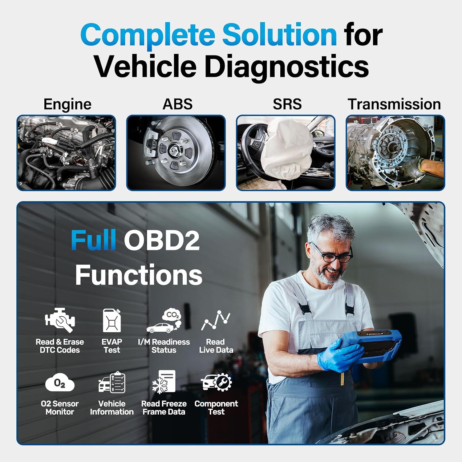 460T OBD2 Scanner Car Code Reader Engine ABS SRS Transmission Diagnostic Tool, 12 Reset Services