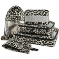 5 Set Packing Cubes, Travel Organizers with Shoe Bag (Leopard)