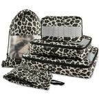 5 Set Packing Cubes, Travel Organizers with Shoe Bag (Leopard)