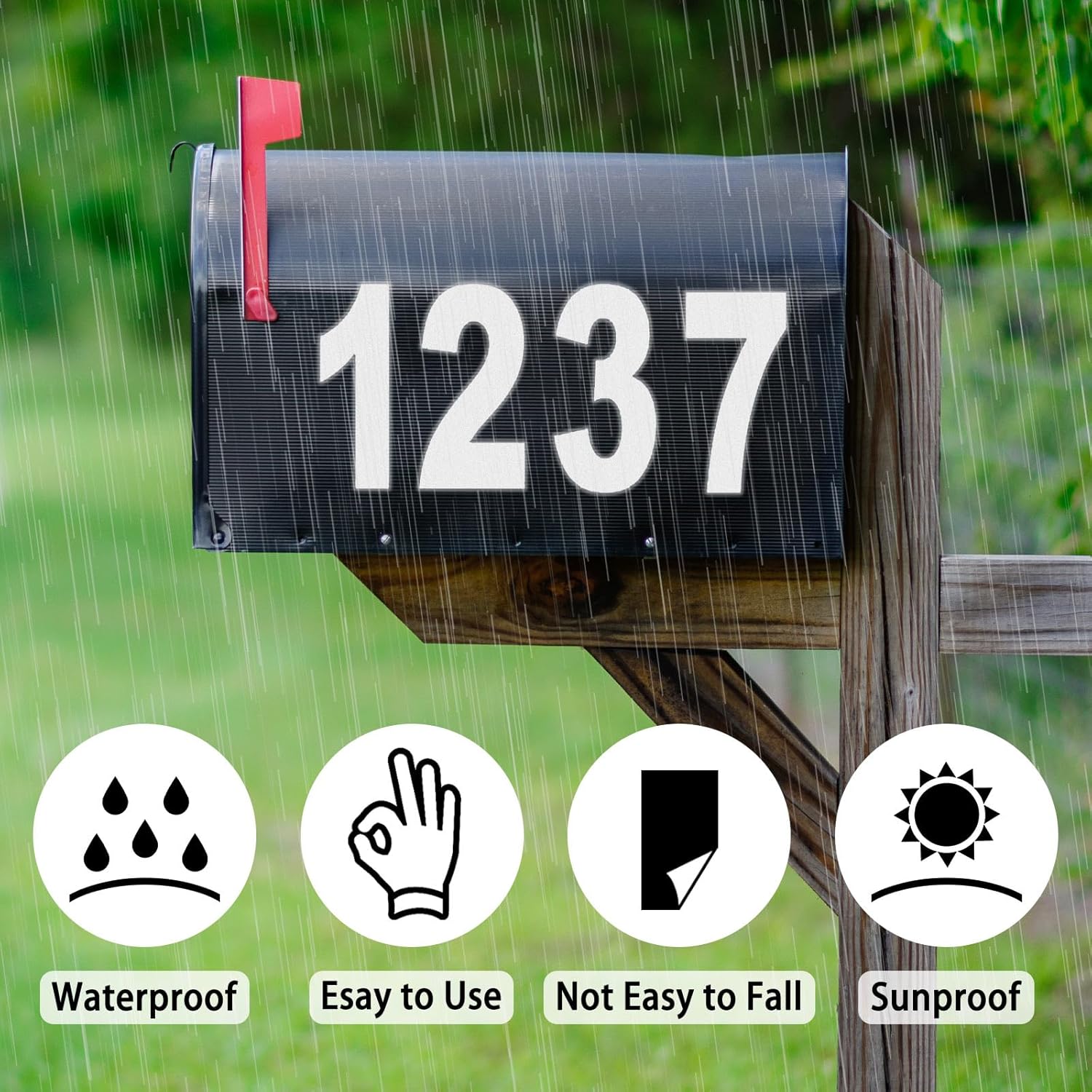 3 Inch Reflective Mailbox Numbers Sticker for Outside(0-9, 5 Sets) | Strong Self Adhesive Vinyl House Numbers for