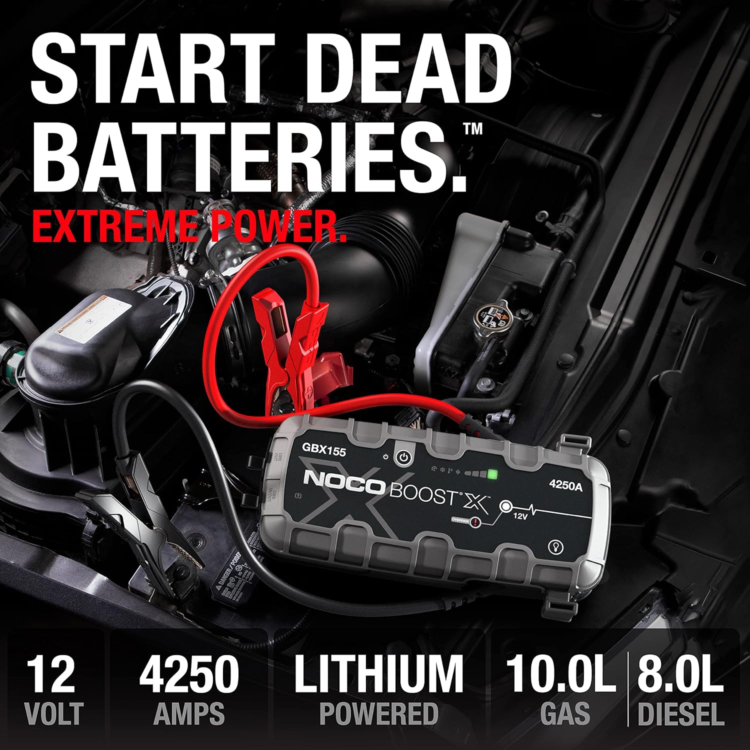 Boost X GBX155: 4250A UltraSafe Jump Starter – 12V Lithium Battery Booster Pack, Portable Jump Box, Power Bank &