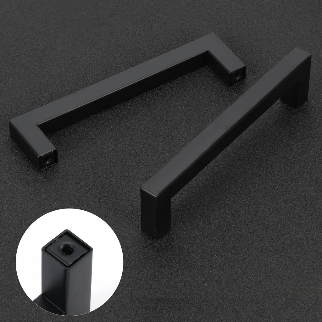 2 Pack 7-1/2 Inch Matte Black Cabinet Pulls, Square Drawer Handles