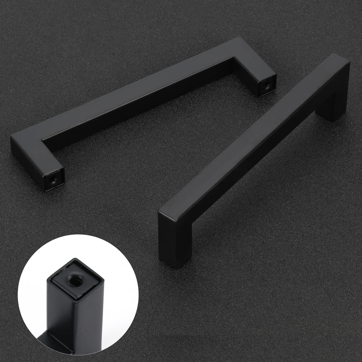 2 Pack 7-1/2 Inch Matte Black Cabinet Pulls, Square Drawer Handles