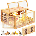 Large Chicken Brooder Box Kits 32x32x16 in Wooden Foldable Chick Brooder Box with Heated Light Thermometer Portable