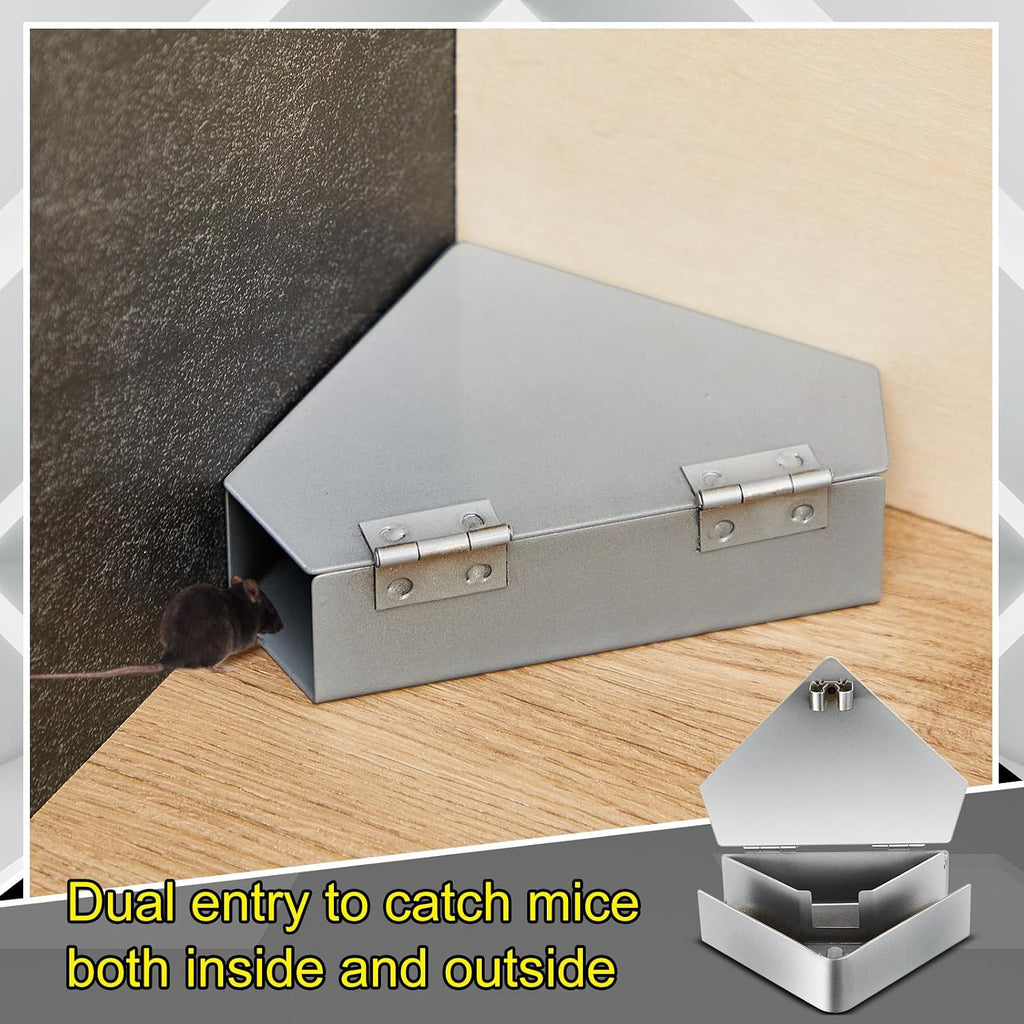 4 Pcs Mouse Bait Station Steel Metal for Indoor Outdoor Use | Waterproof Carbon Steel, Tamper-resistant Design
