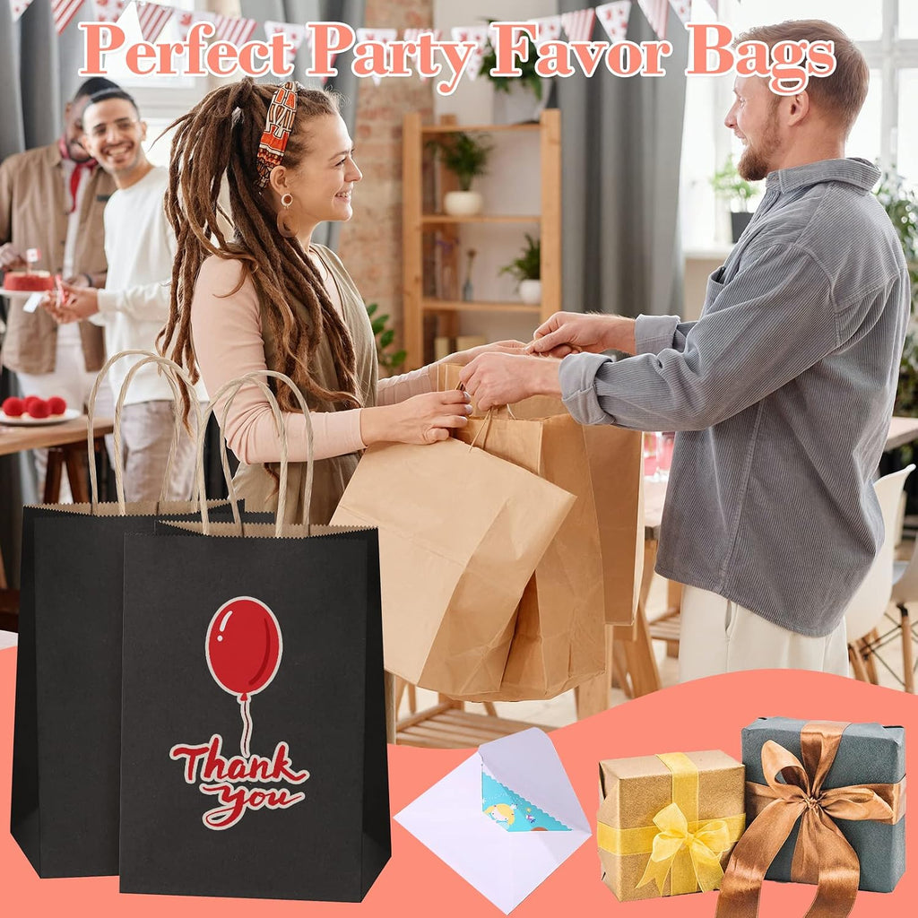 45Pcs Black Paper Bags with Handles, Assorted Sizes Gift Bags Kraft