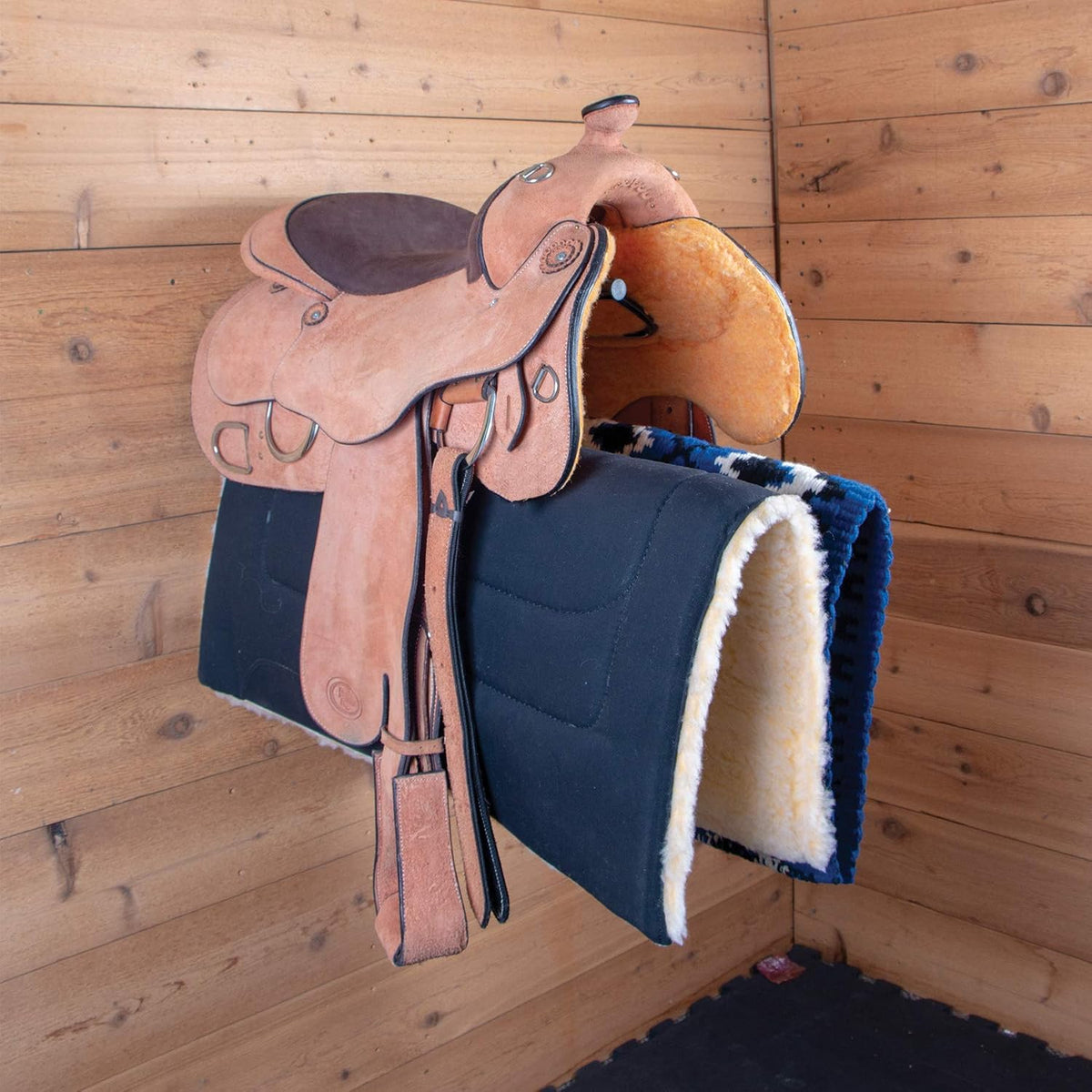 Saddle Rack with Pad Bar for Horse Enthusiast | Heavy-Duty Saddle Rack Wall Mount | Western & English Saddle Rack |