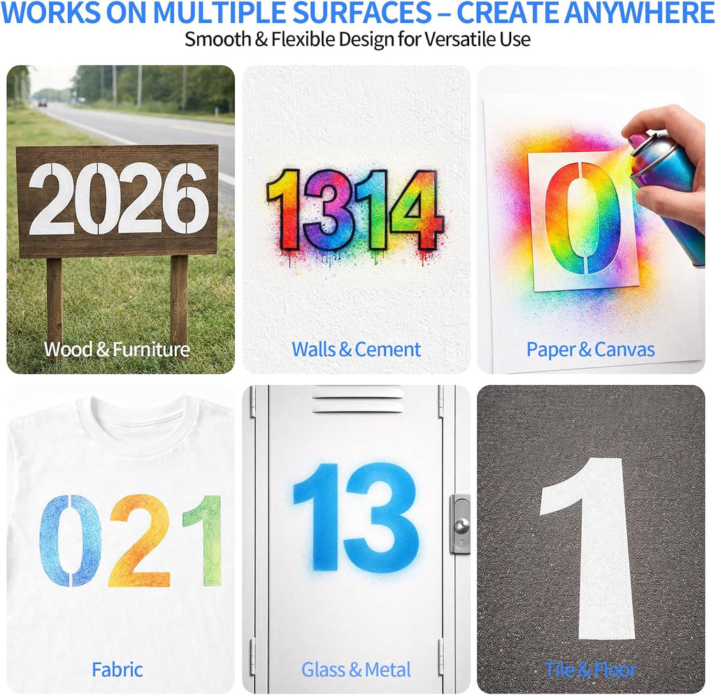 4 Inch Number Stencils Set for Painting, Spray Paint Stencil, Large Digital Templates, Curb Number Painting Kit for