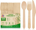 500Pc Wooden Utensil Set Compostable Cutlery Disposable Silverware