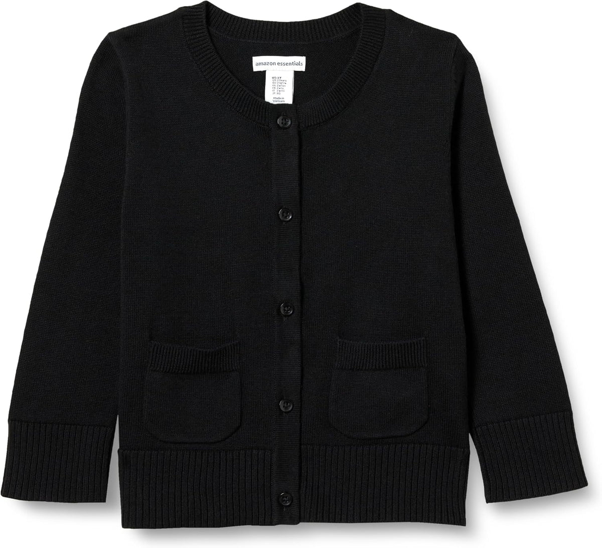 Girls and Toddlers' Uniform Slim Fit Crewneck Cardigan Sweater