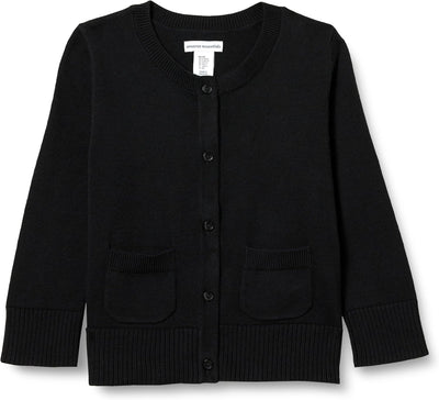 Girls and Toddlers' Uniform Slim Fit Crewneck Cardigan Sweater