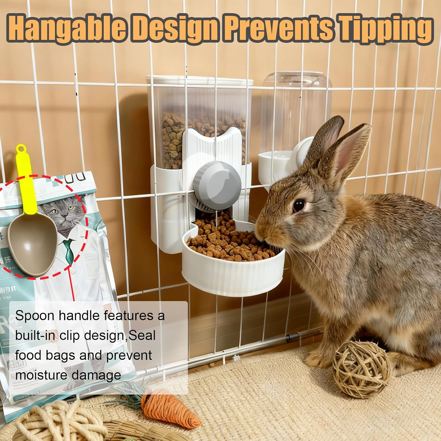 Rabbit Gravity Feeder Waterer Set Automatic Guinea Pig Food Water Dispenser Food Water Bowl Feeding Station for Puppy