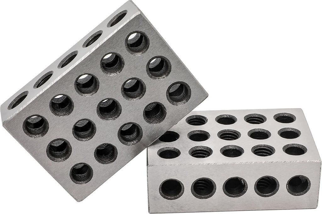 Pair 1" x 2" x 3" Precision Steel 1-2-3 123 Blocks 23 Holes