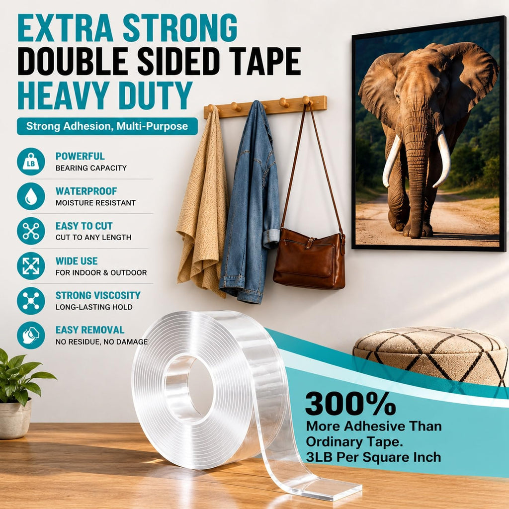 Extra Strong Double Sided Tape Heavy Duty Removable 10FT