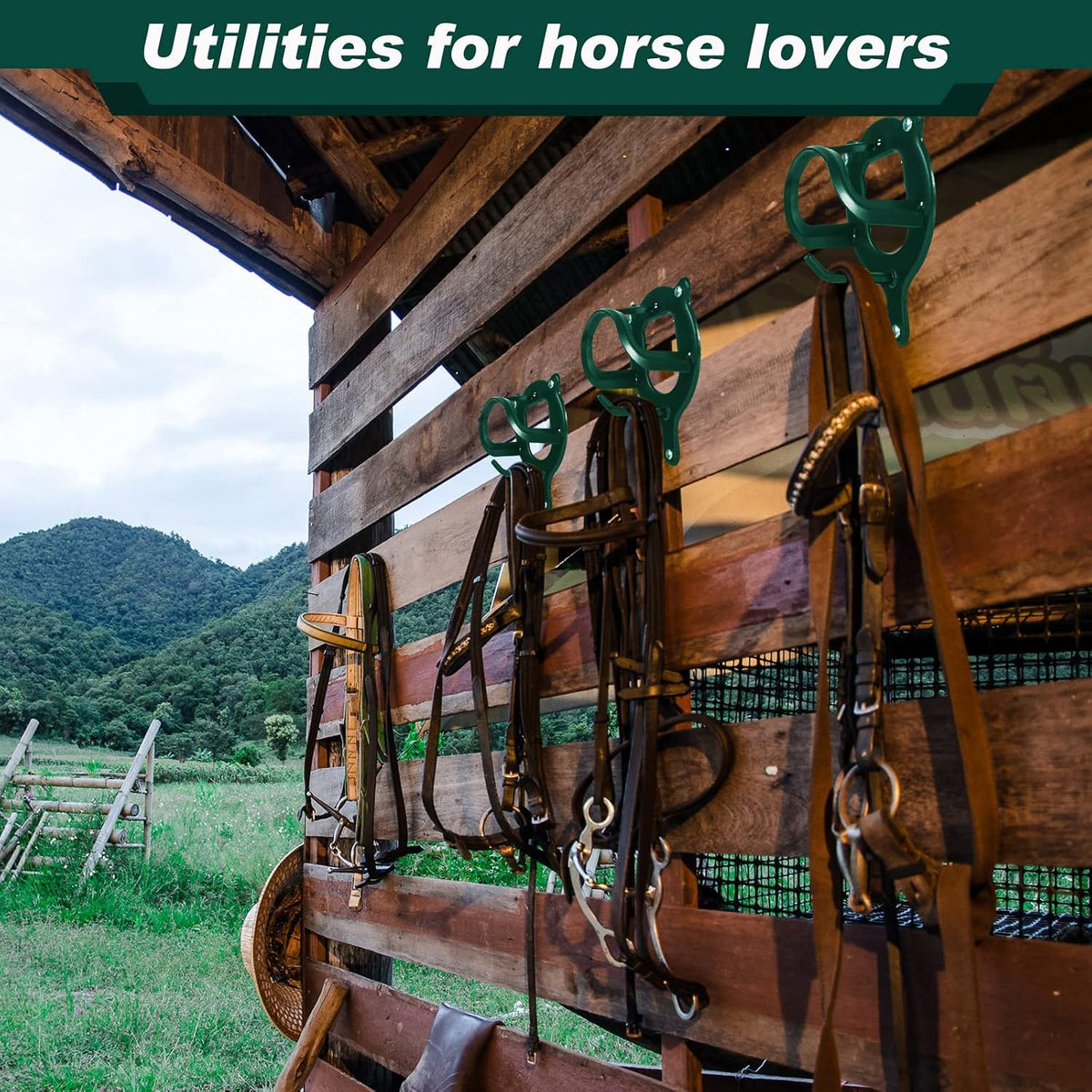 Horse Bridle Rack Bracket Bridle Hooks Tack Storage Halter Hanger Metal Holder with Tubes and Screw for Horse Barn