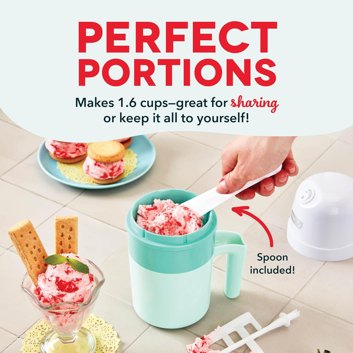 My Pint Ice Cream Maker - Compact & Convenient Single-Serving Ice Cream Maker - Makes Gelato, Sorbet & Frozen Yogurt