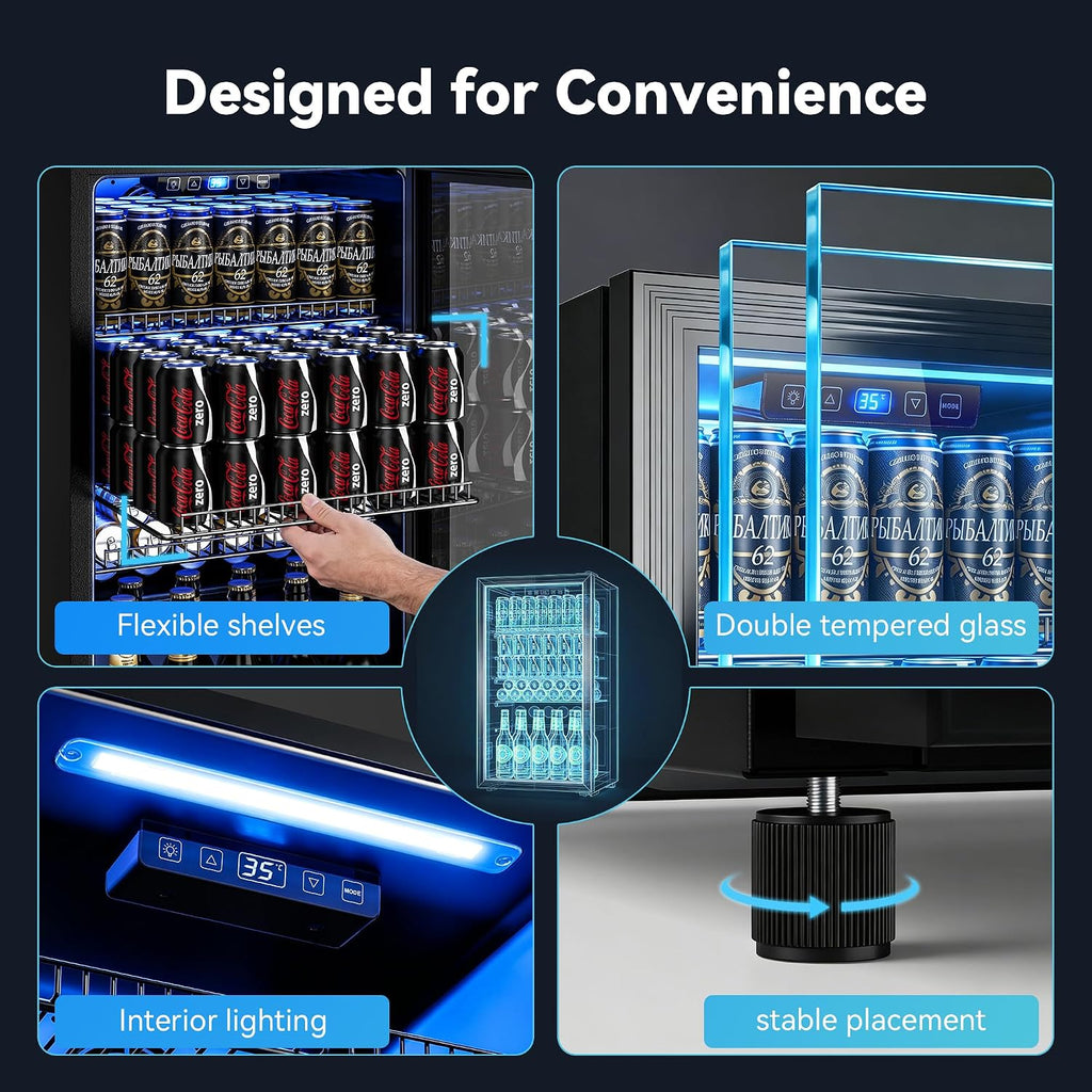 130 Can Beverage Refrigerator, 3.2 Cu.Ft Mini Fridge Beverage Cooler