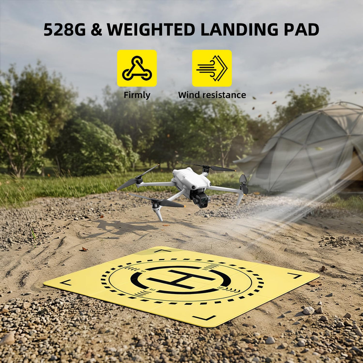 Nighttime Reflective Drone Landing Pad, 20in Double Sided Fast-fold Waterproof Landing Pad Weighted for DJI