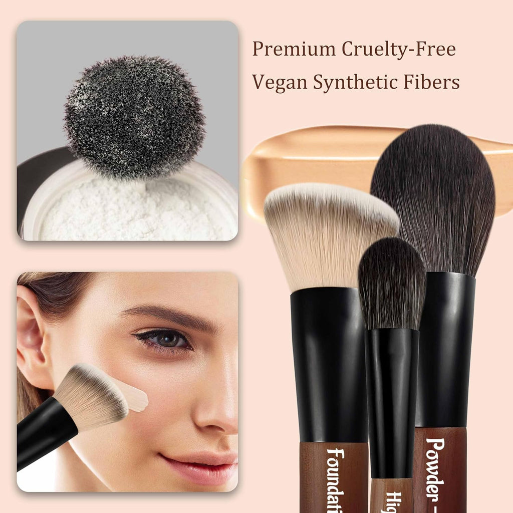 Travel Makeup Brush Set, 14 pcs Mini Makeup Brushes for Foundation, Powder, Eyeshadow, Highlight, Contour, Blush &