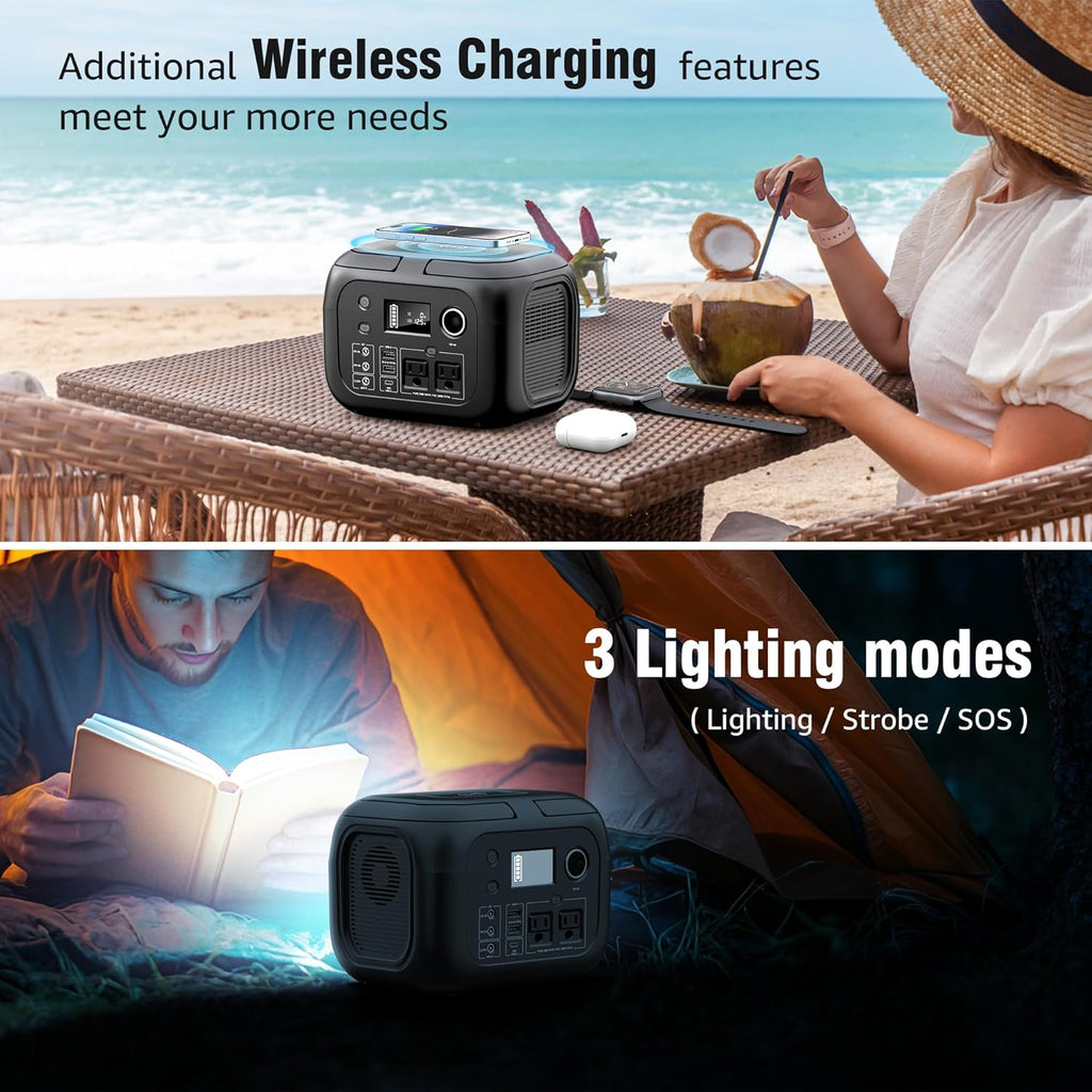 Solar Powered Generator 300W Peak/70400mAh, 260Wh Portable Power Station with Panels 40W Included, Solar Generator
