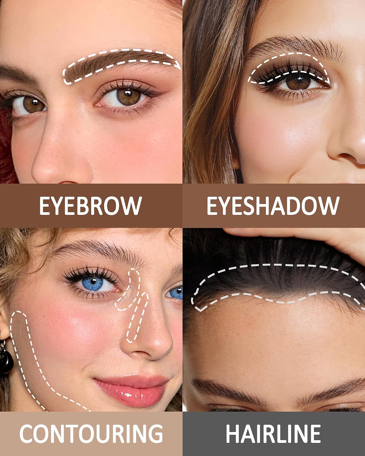 Eyebrow Powder for Women, Light Brown Grey Eye Brow Tinting Palette Kit