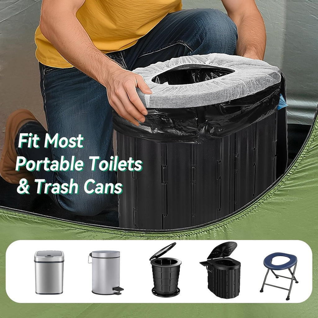 Portable Toilet Bags – 2 Mil Thickened Camping Toilet Bags, Drawstring Travel Potty Bag, 8 Gallon Camp Waste Bags for