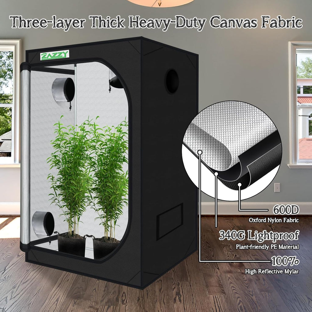4x4 Grow Tent, 48"x48"x78" 600D Mylar Growing Tents for Indoor Plant | 100% Reflective Mylar Interior, Easy-view