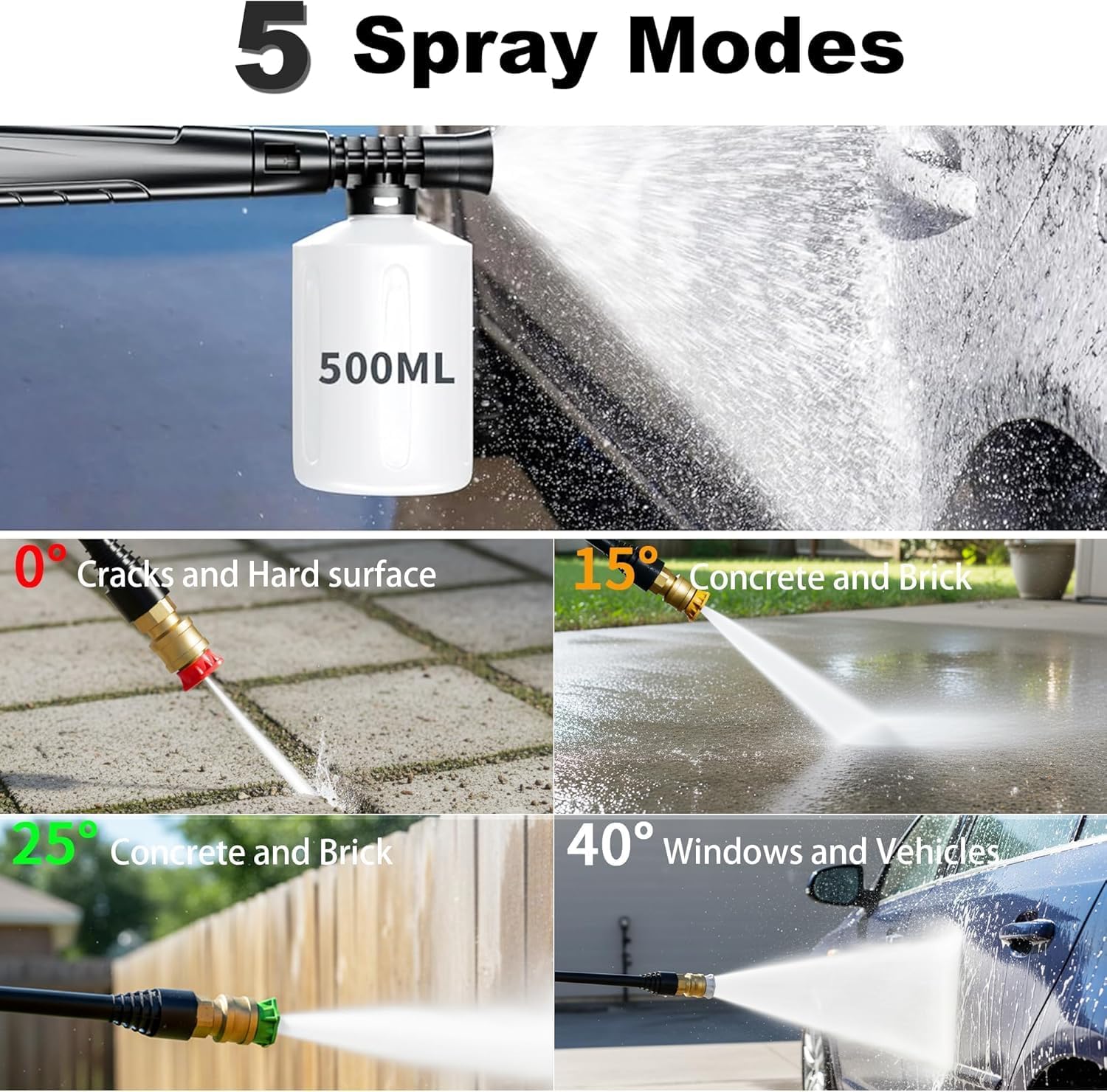 2026Upgraded Pressure Washer 4800PSI w/4 Quick Connect Nozzles, Inlet Hose & Filter&500ML Soap Tank, High Cleaning