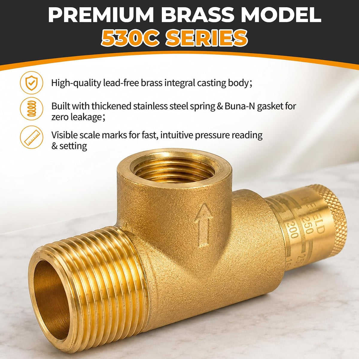 0372271 530C-STD 3/4" x 1/2" Poppet Type Calibrated Pressure Relief Valve