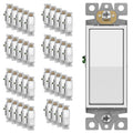 ENERLITES White Single Pole Decorator Paddle Light Switch, 15A, 40 Pack