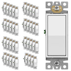 ENERLITES White Single Pole Decorator Paddle Light Switch, 15A, 40 Pack