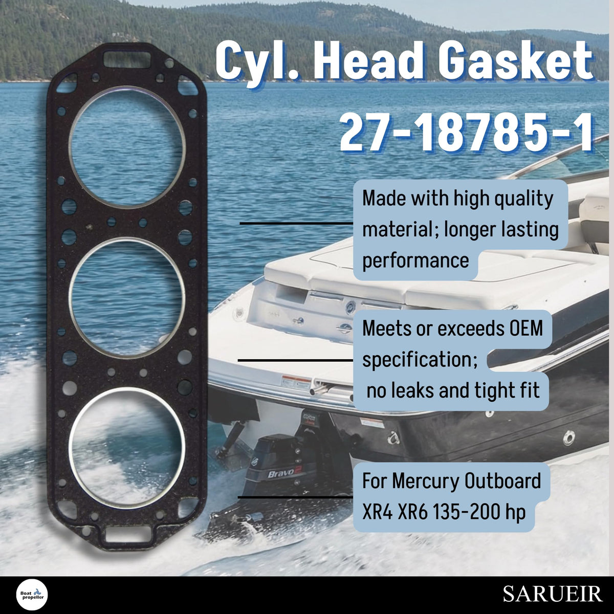 27-18785-1 Head Gasket Replacement for Mercury 135-200 HP Outboard